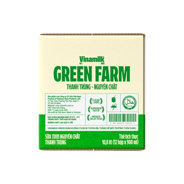 Vinamilk Green Farm Pure Fresh Milk Without Sugar